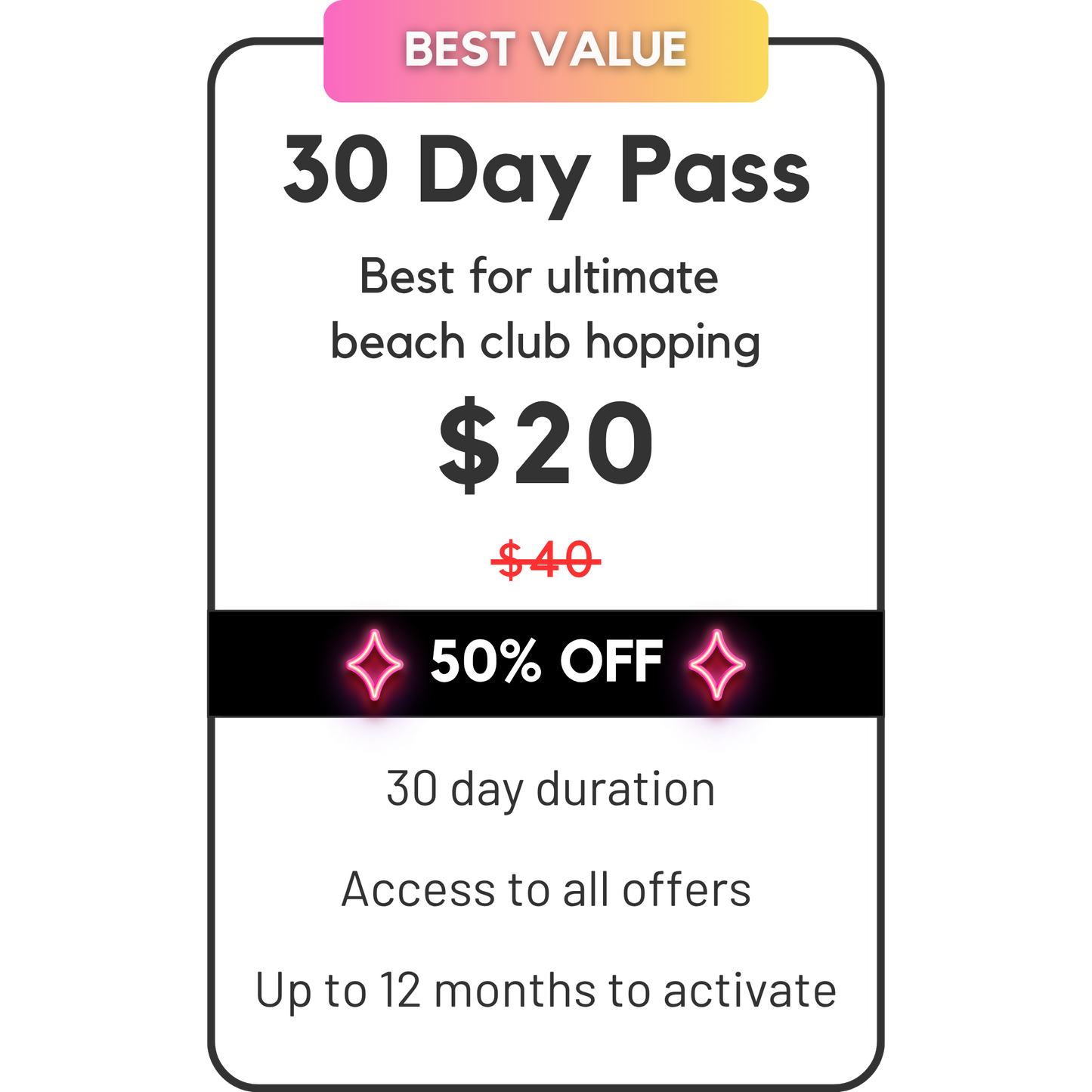 Black Friday Sale 2025 30 Day Pass Bali Beach Club Pass