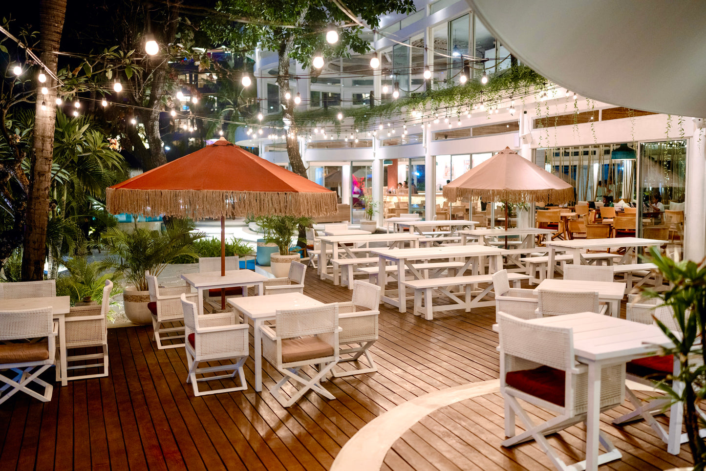 Cocoon Day Pool Club in Seminyak Bali with Sports Bar and Al Fresco Outdoor Garden Dining Restaurant