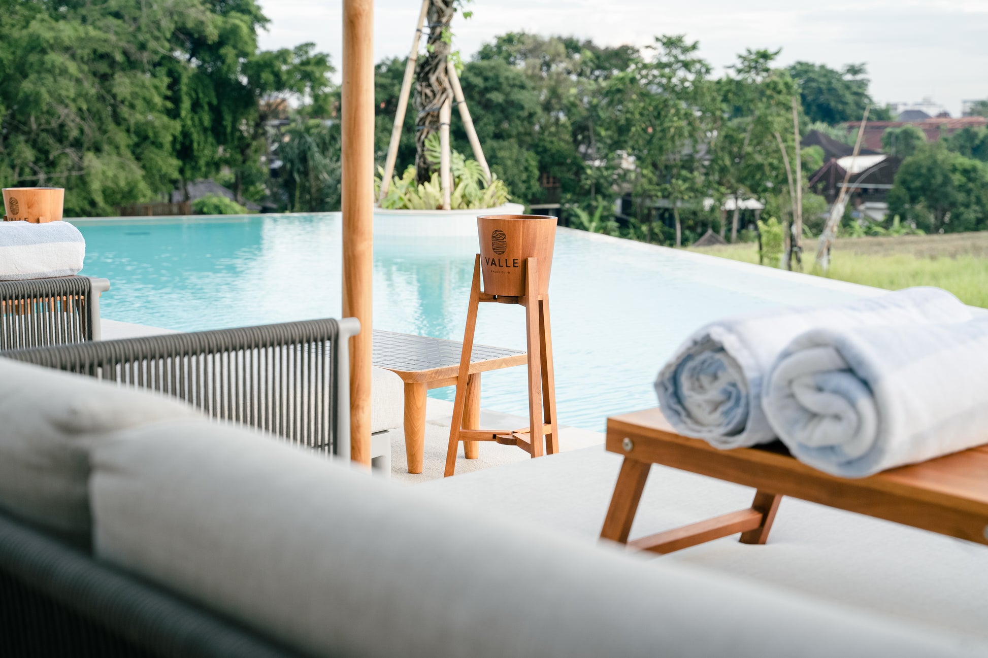 Valle Bali Beach Pool Day Club in Canggu Bali with Rice Terrace Fields View