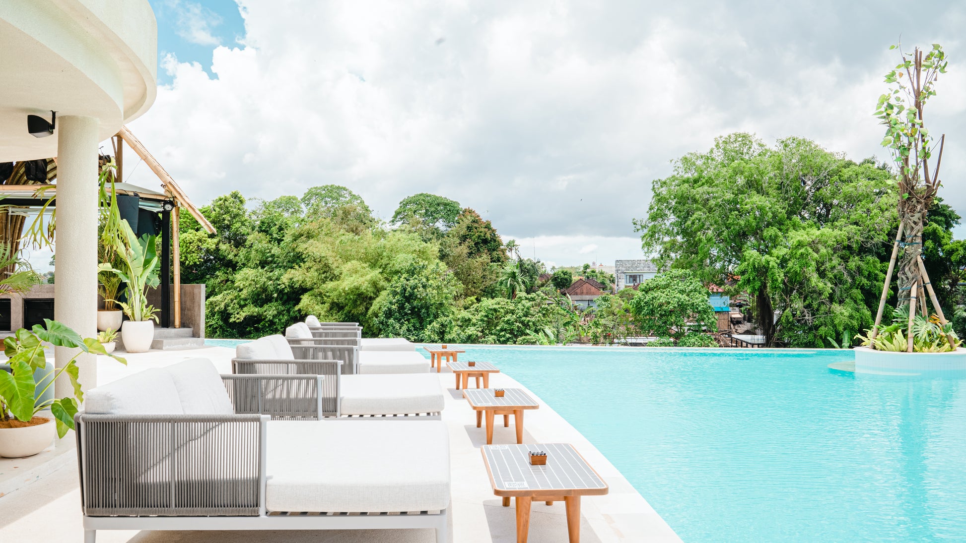 Valle Bali Beach Pool Day Club in Canggu Bali with Rice Terrace Fields View