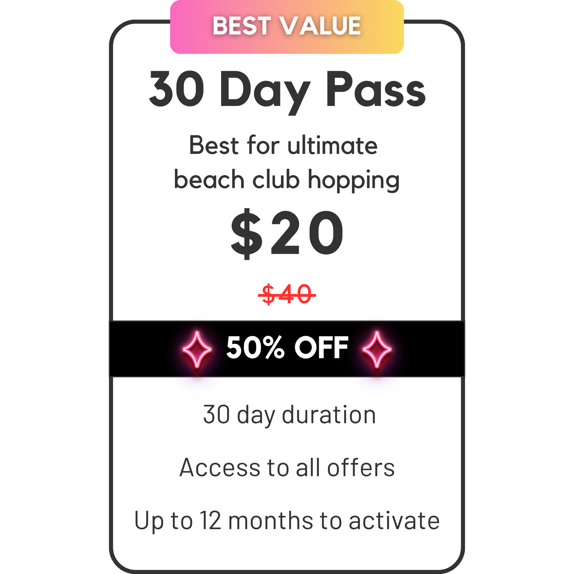 Black Friday Sale 2025 30 Day Pass Bali Beach Club Pass
