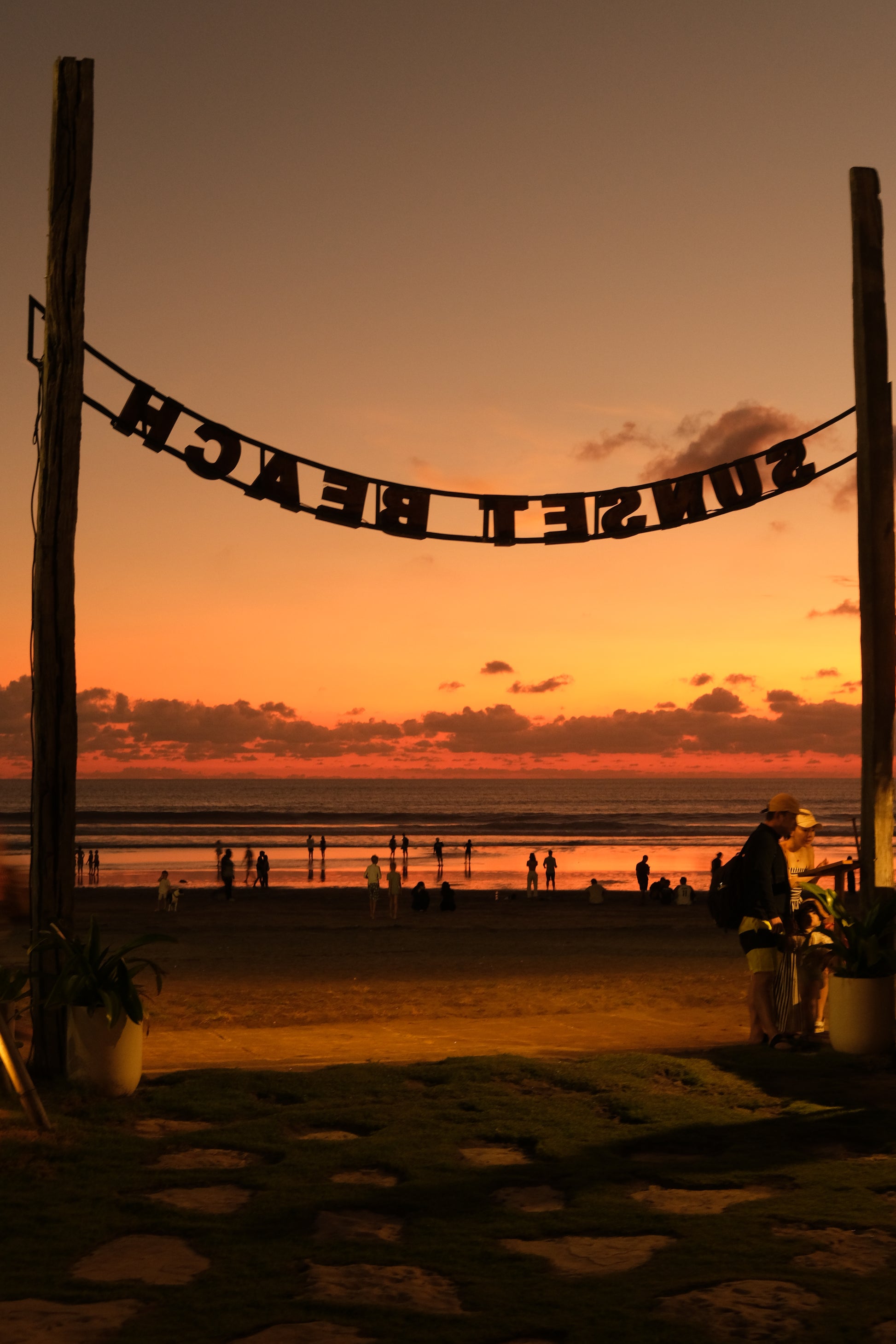 Sunset Beach Bali Seminyak Beach Club by Mrs Sippy Sign on Beach with Sunset Views